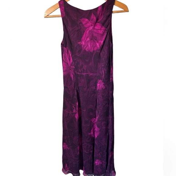 Jones New York Dress Sz 6 Purple Pink Floral Lined Sleeveless Midi Sheath Dress - Picture 2 of 9
